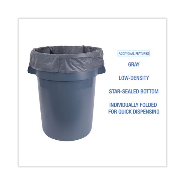 Linear Low Density Industrial Can Liners, 45 Gal, 1.3 Mil, 40 X 46, Gray, 100/carton - Image 4