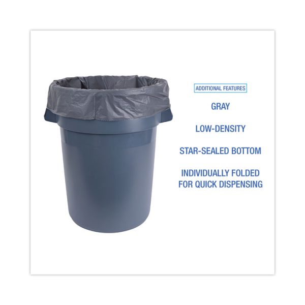 Linear Low Density Industrial Can Liners, 56 Gal, 1.3 Mil, 43 X 47, Gray, 100/carton - Image 4