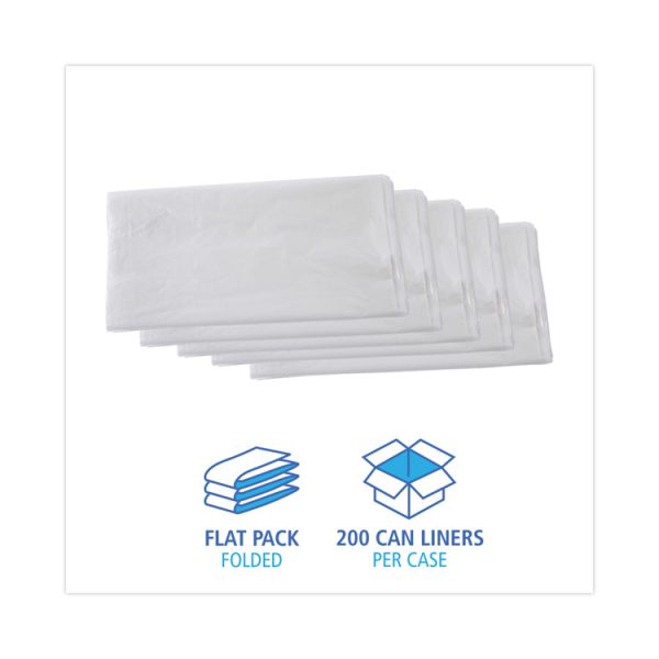 High Density Industrial Can Liners Flat Pack, 60 gal, 13 mic, 38 x 60, Natural, 200/Carton - Image 3