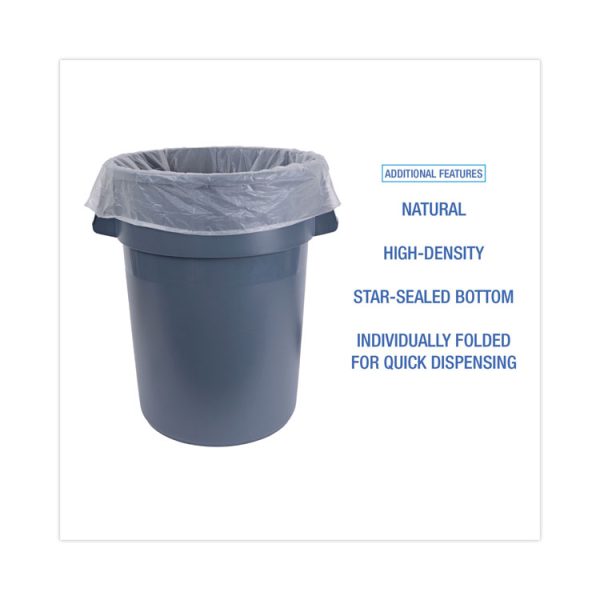 High Density Industrial Can Liners Flat Pack, 56 gal, 16 mic, 43 x 48, Natural, 200/Carton - Image 4