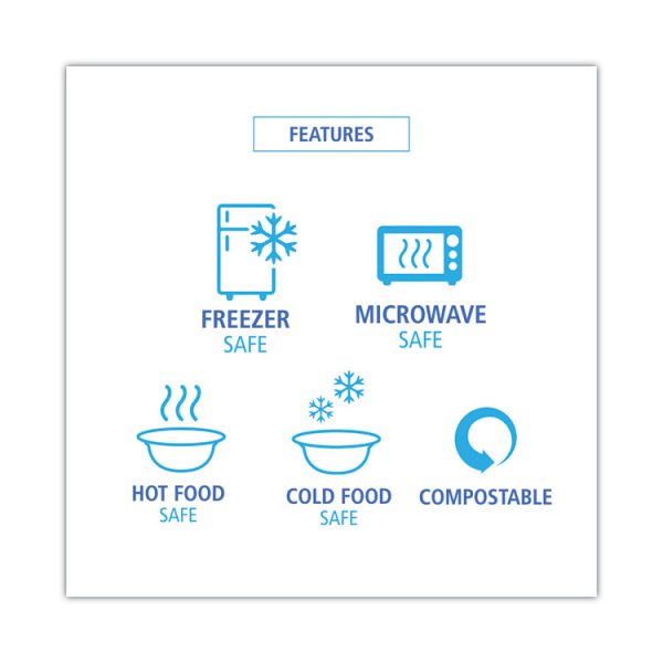 Bagasse Food Containers, Hinged-Lid, 3-Compartment 9 x 9 x 3.19, White, Sugarcane, 100/Sleeve, 2 Sleeves/Carton - Image 8