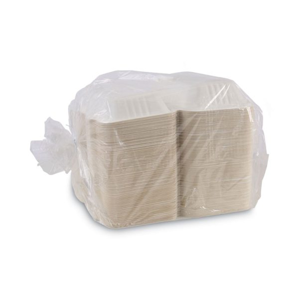 Bagasse Food Containers, Hinged-Lid, 1-Compartment 9 x 6 x 3.19, White, Sugarcane, 125/Sleeve, 2 Sleeves/Carton - Image 10