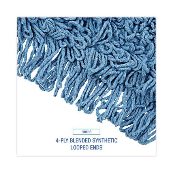 Dry Mopping Kit, 24 X 5 Blue Synthetic Head, 60" Natural Wood/metal Handle - Image 4