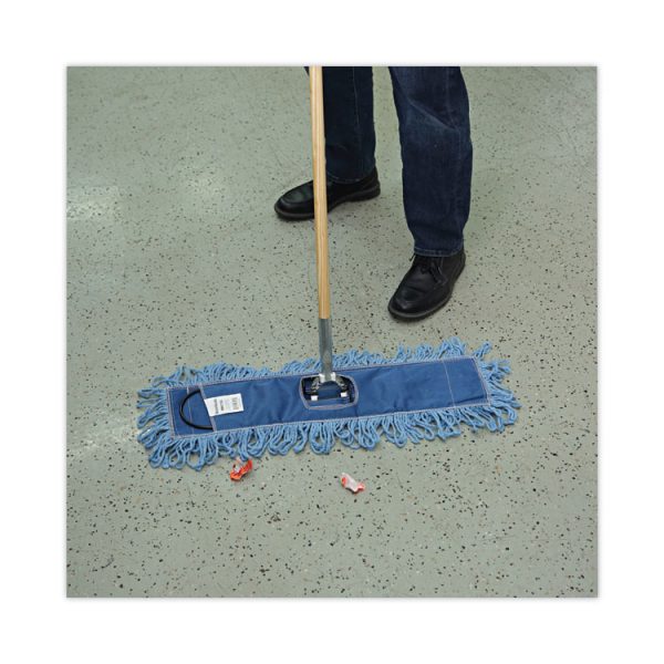 Dry Mopping Kit, 24 X 5 Blue Synthetic Head, 60" Natural Wood/metal Handle - Image 5