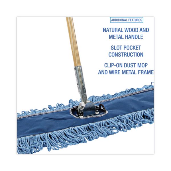 Dry Mopping Kit, 36 X 5 Blue Blended Synthetic Head, 60" Natural Wood/metal Handle - Image 3
