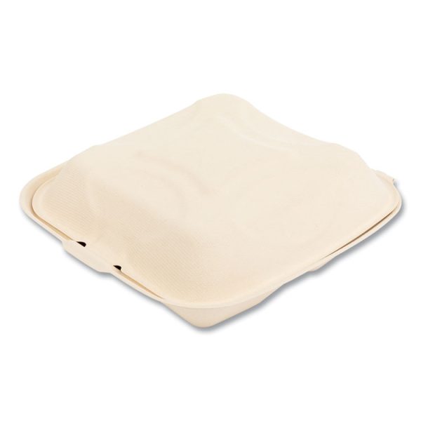 Bagasse PFAS-Free Food Containers, 3-Compartment, 9 x 3.19 x 9, Tan, Bamboo/Sugarcane, 200/Carton - Image 3