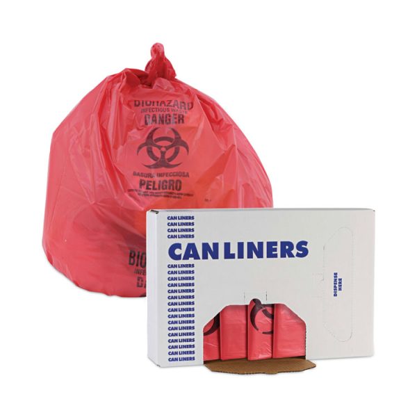 Linear Low Density Health Care Trash Can Liners, 16 Gal, 1.3 Mil, 24 X 32, Red, 250/carton - Image 6