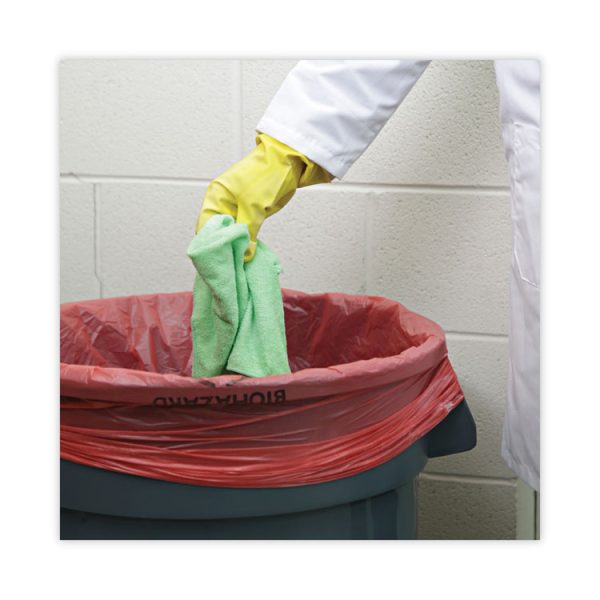 Linear Low Density Health Care Trash Can Liners, 33 Gal, 1.3 Mil, 33 X 39, Red, 150/carton - Image 5