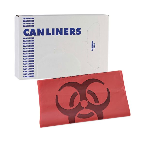 Linear Low Density Health Care Trash Can Liners, 33 Gal, 1.3 Mil, 33 X 39, Red, 150/carton - Image 7