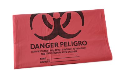 Linear Low Density Health Care Trash Can Liners, 45 Gal, 1.3 Mil, 40 X 46, Red, 100/carton