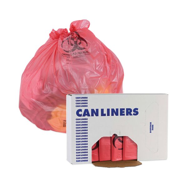 Linear Low Density Health Care Trash Can Liners, 45 Gal, 1.3 Mil, 40 X 46, Red, 100/carton - Image 6