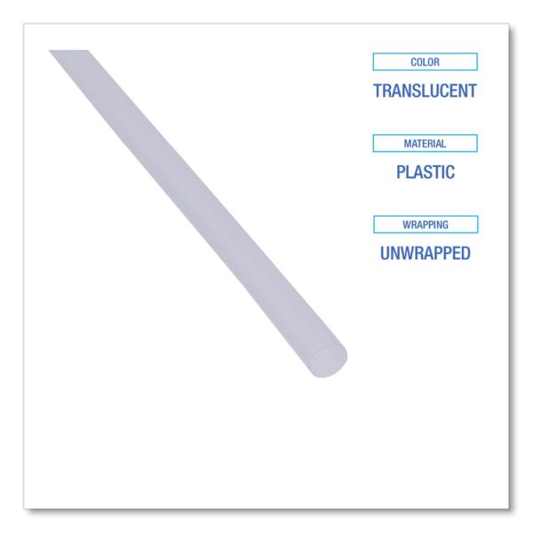 Jumbo Straws, 7.75", Plastic, Translucent, Unwrapped, 250/pack, 50 Packs/carton - Image 4