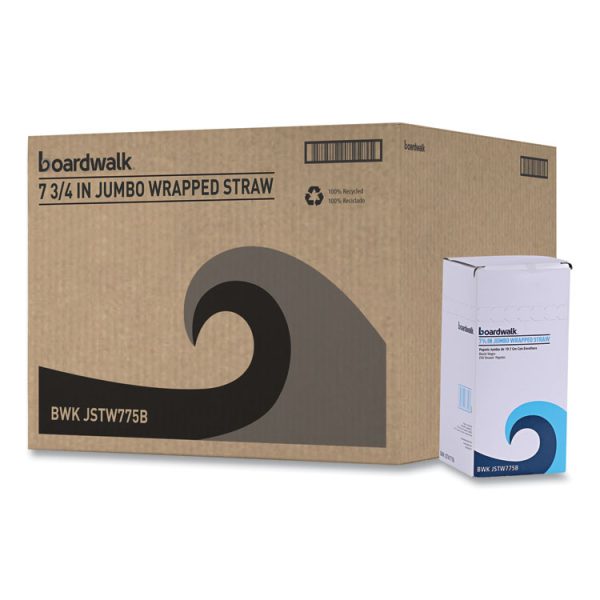 Wrapped Jumbo Straws, 7.75", Polypropylene, Black, 250/pack, 50 Packs/carton - Image 2