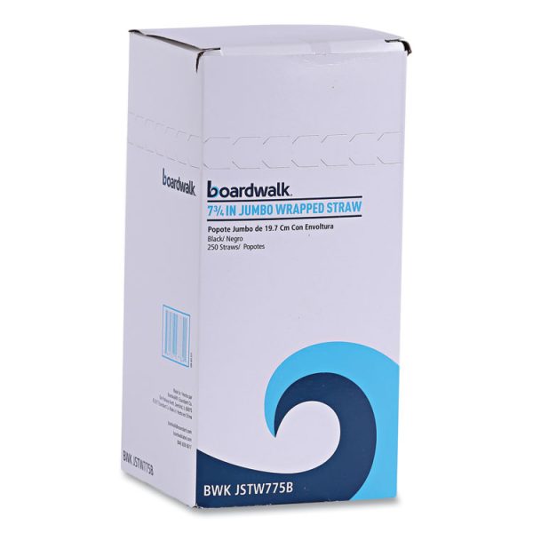 Wrapped Jumbo Straws, 7.75", Polypropylene, Black, 250/pack, 50 Packs/carton - Image 3