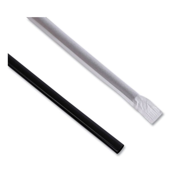 Wrapped Jumbo Straws, 7.75", Polypropylene, Black, 250/pack, 50 Packs/carton - Image 6