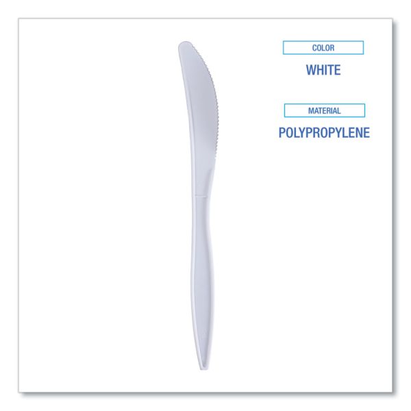 Mediumweight Wrapped Polypropylene Cutlery, Knives, White, 1,000/carton - Image 3