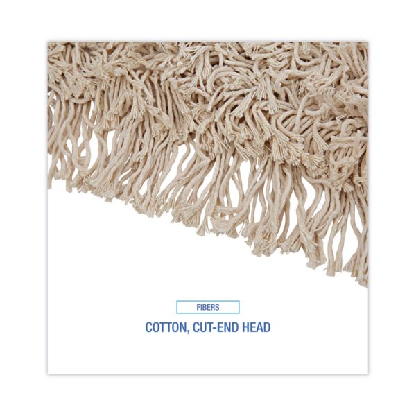 Cotton Dry Mopping Kit, 24 X 5 Natural Cotton Head, 60" Natural Wood Handle - Image 4