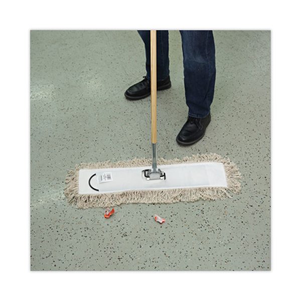 Cotton Dry Mopping Kit, 24 X 5 Natural Cotton Head, 60" Natural Wood Handle - Image 5
