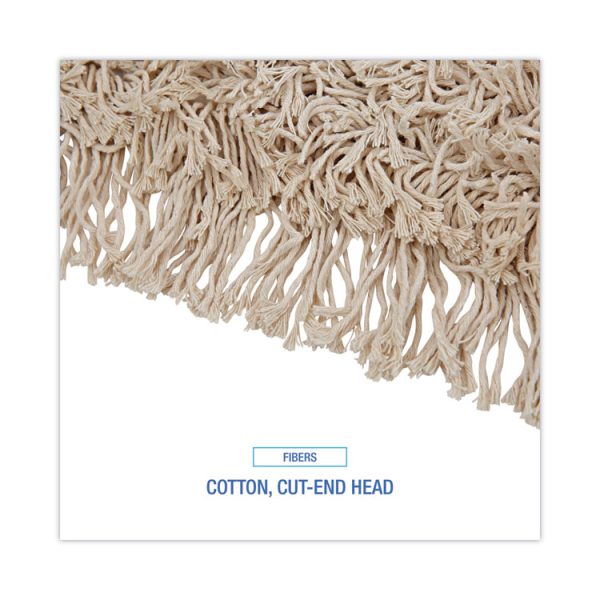 Cotton Dry Mopping Kit, 36 X 5 Natural Cotton Head, 60" Natural Wood Handle - Image 4