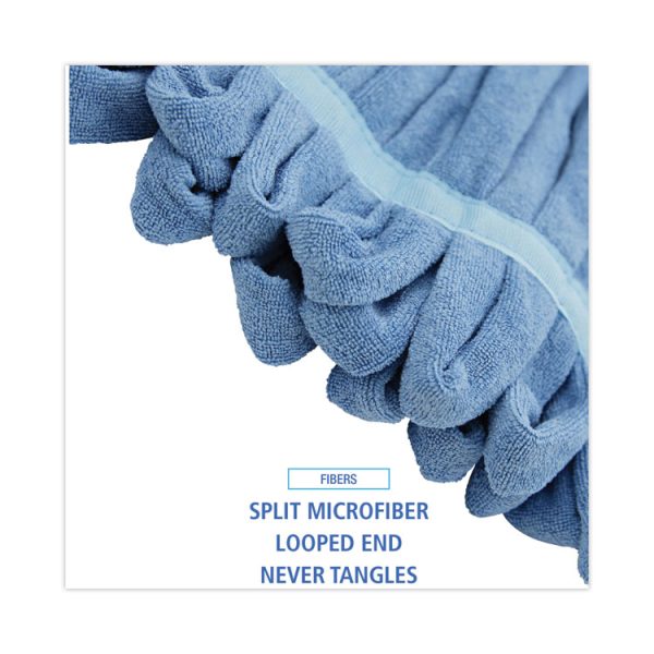 Microfiber Looped-End Wet Mop Heads, Medium, Blue, 12/carton, 12/carton - Image 4