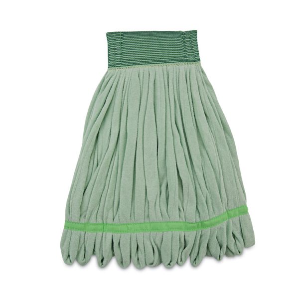 Microfiber Looped-End Wet Mop Heads, Medium, Green, 12/carton