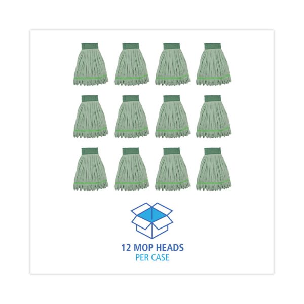 Microfiber Looped-End Wet Mop Heads, Medium, Green, 12/carton - Image 8