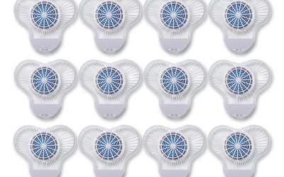 Urinal Screen With Non-Para Cleaner Block, Green Apple Scent, 3.25 Oz, Blue/white, 12/box