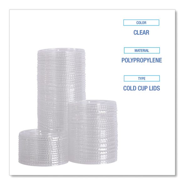 PET Cold Cup Lids, Fits 12 oz Squat and 14 to 24 oz Plastic Cups, Clear, 100/Sleeve, 10 Sleeves/Carton - Image 3