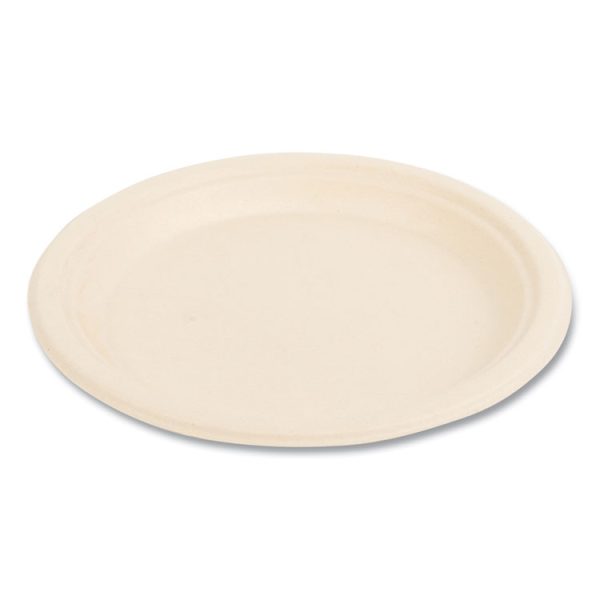 Bagasse PFAS-Free Dinnerware, Plate, 9" dia, Tan, 500/Carton - Image 2