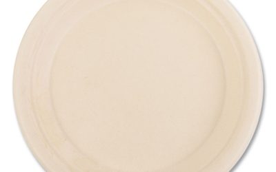 Bagasse PFAS-Free Dinnerware, Plate, 9″ dia, Tan, 500/Carton