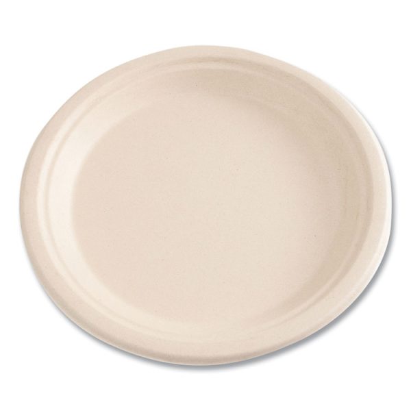 Bagasse PFAS-Free Dinnerware, Plate, 9" dia, Tan, 500/Carton - Image 5