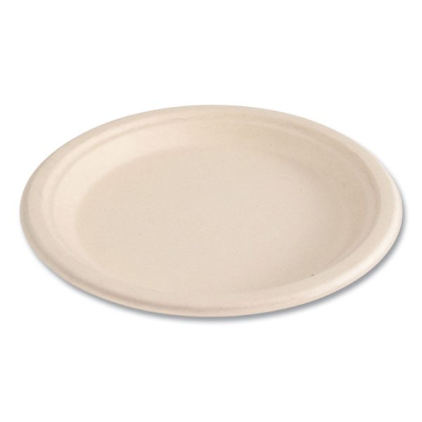 Bagasse PFAS-Free Dinnerware, Plate, 9" dia, Tan, 500/Carton - Image 9