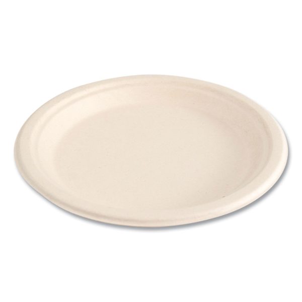 Bagasse PFAS-Free Dinnerware, Plate, 9" dia, Tan, 500/Carton - Image 10