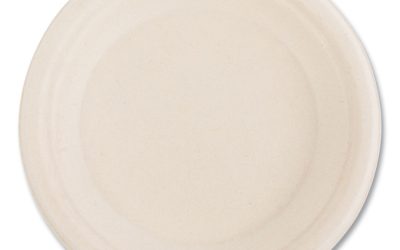 Bagasse PFAS-Free Dinnerware, Plate, 6″ dia, Tan, 1,000/Carton