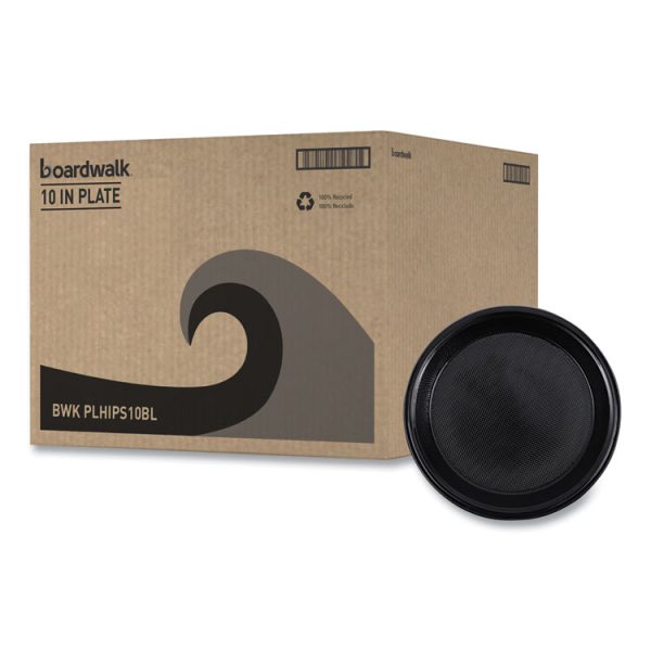 Hi-Impact Plastic Dinnerware, Plate, 10" dia, Black, 125/Sleeve, 4 Sleeves/Carton - Image 3