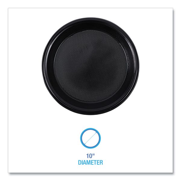 Hi-Impact Plastic Dinnerware, Plate, 10" dia, Black, 125/Sleeve, 4 Sleeves/Carton - Image 4