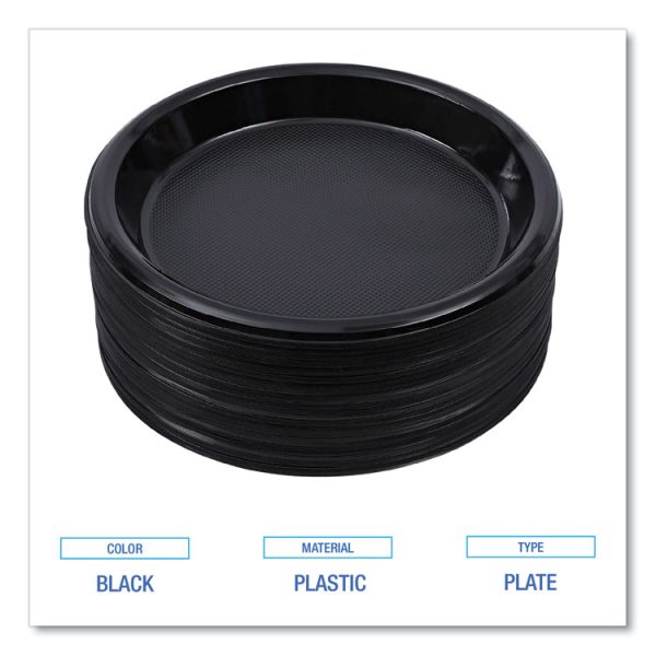 Hi-Impact Plastic Dinnerware, Plate, 10" dia, Black, 125/Sleeve, 4 Sleeves/Carton - Image 5