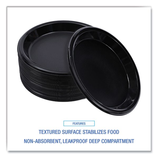 Hi-Impact Plastic Dinnerware, Plate, 10" dia, Black, 125/Sleeve, 4 Sleeves/Carton - Image 6