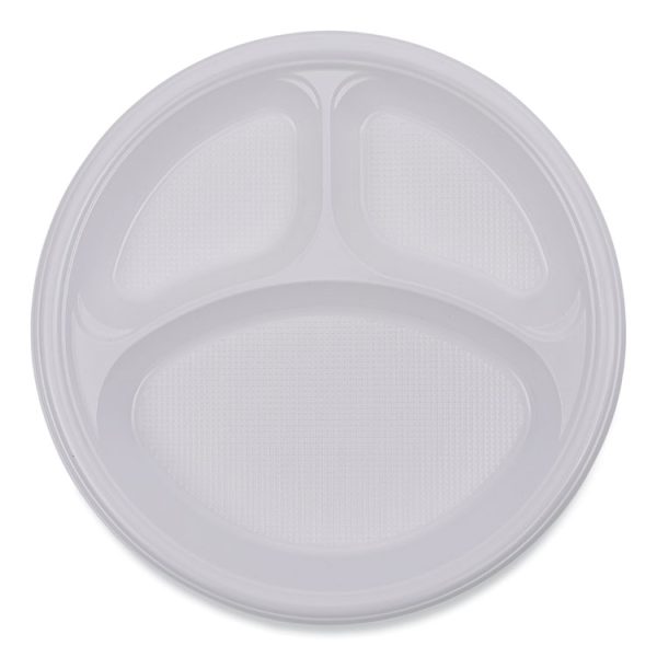 Hi-Impact Plastic Dinnerware, Plate, 3-Compartment, 10" Dia, White, 500/carton - Image 8