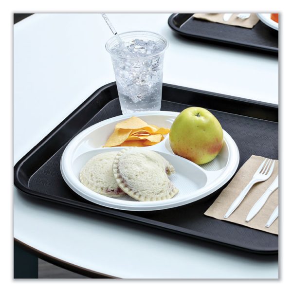 Hi-Impact Plastic Dinnerware, Plate, 3-Compartment, 10" Dia, White, 500/carton - Image 5
