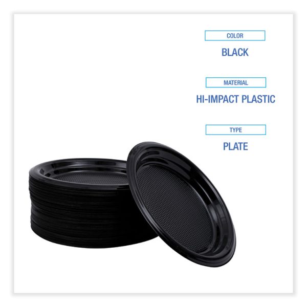 Hi-Impact Plastic Dinnerware, Plate, 6" Dia, Black, 1,000/carton - Image 4