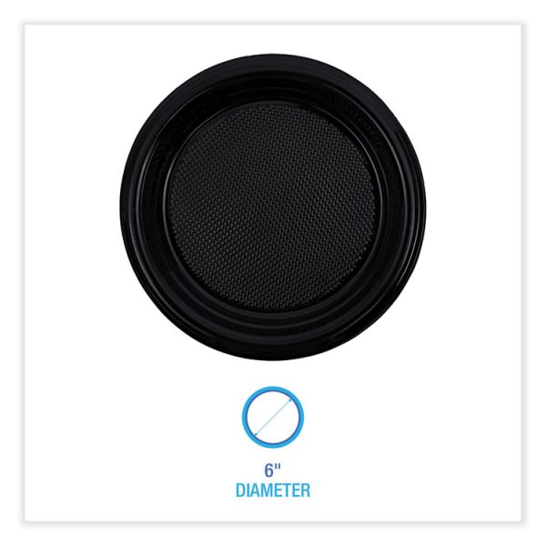 Hi-Impact Plastic Dinnerware, Plate, 6" Dia, Black, 1,000/carton - Image 2
