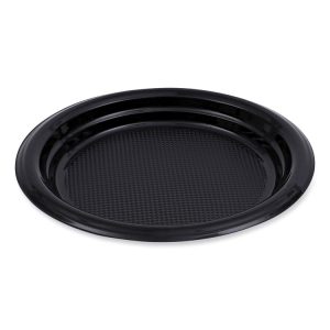 Hi-Impact Plastic Dinnerware, Plate, 6" Dia, Black, 1,000/carton