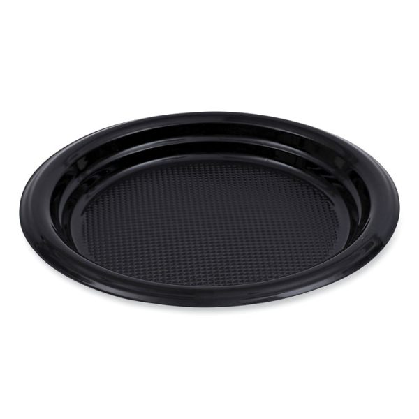 Hi-Impact Plastic Dinnerware, Plate, 6" Dia, Black, 1,000/carton
