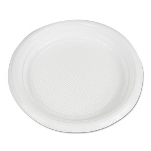 Hi-Impact Plastic Dinnerware, Plate, 6" Dia, White, 1,000/carton
