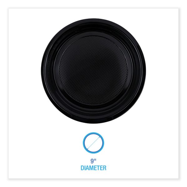 Hi-Impact Plastic Dinnerware, Plate, 9" Dia, Black, 500/carton - Image 2