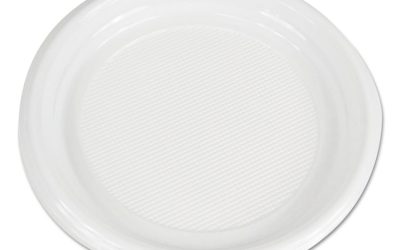 Hi-Impact Plastic Dinnerware, Plate, 9″ Dia, White, 500/carton