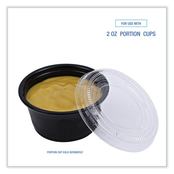 Souffle/Portion Cup Lids, Fits 1.5 oz and 2 oz Portion Cups, Clear, 2,500/Carton - Image 4