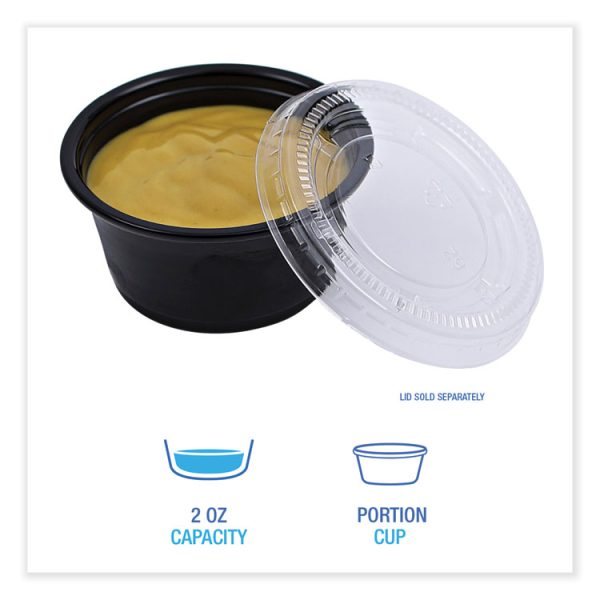 Souffle/Portion Cups, 2 oz, Polypropylene, Black, 125 Cups/Sleeve, 20 Sleeves/Carton - Image 4