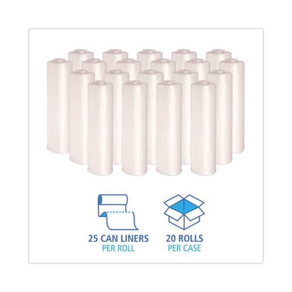 High Density Industrial Can Liners Coreless Rolls, 30 gal, 16 mic, 30 x 37, Natural, 25 Bags/Roll, 20 Rolls/Carton - Image 3